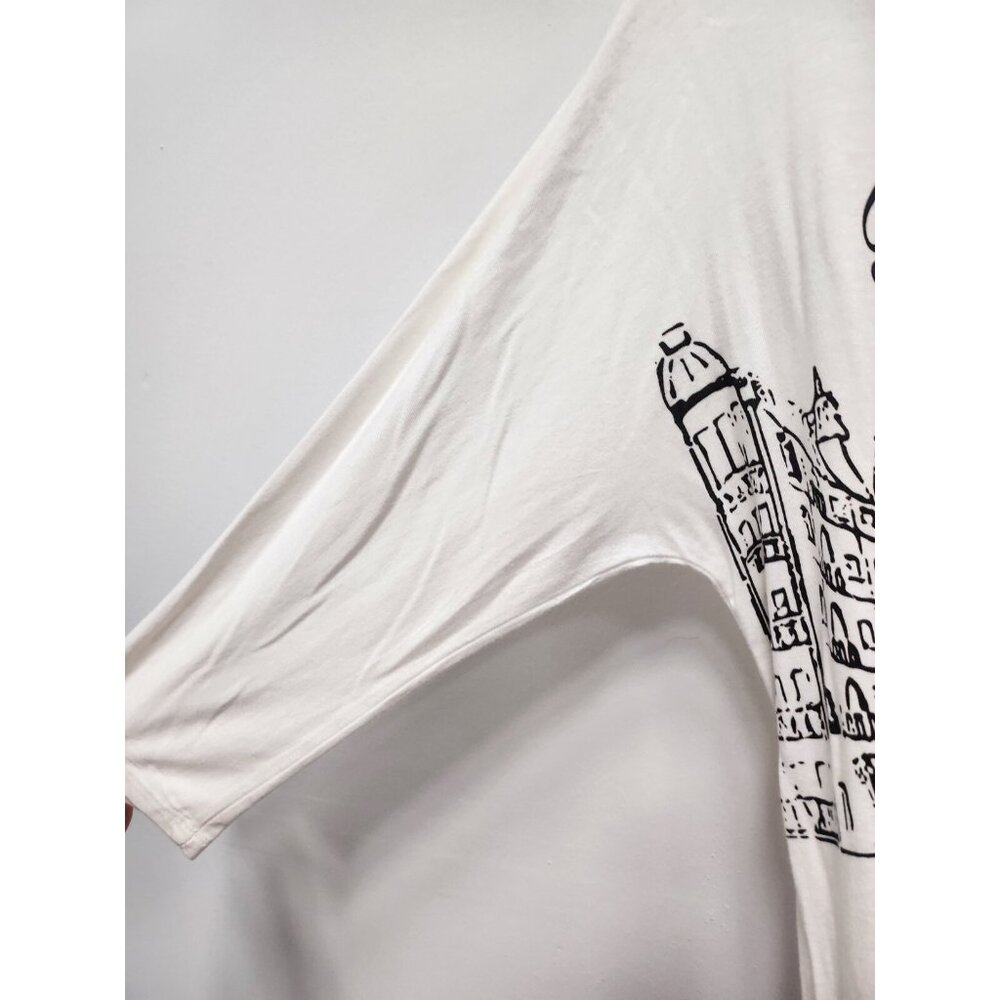 Mesh + Lace Womens Top Medium White Together We‎ Stand Graphic Novelty Artsy - Picture 4 of 7